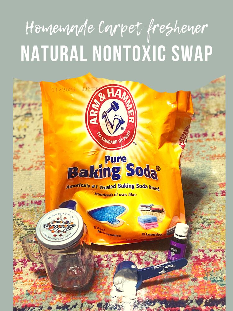 bag of baking soda with a jar and essential oils