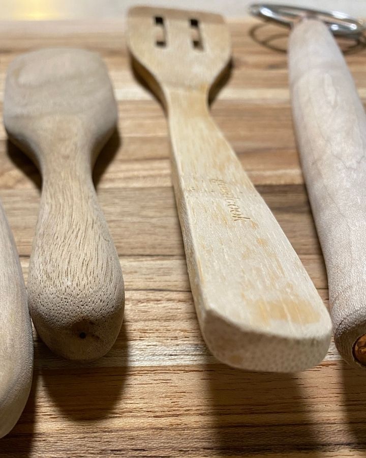 dry wooden utensils view