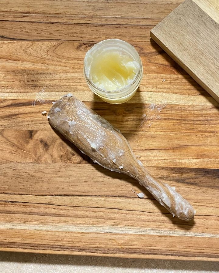 spoon butter on wooden spoon