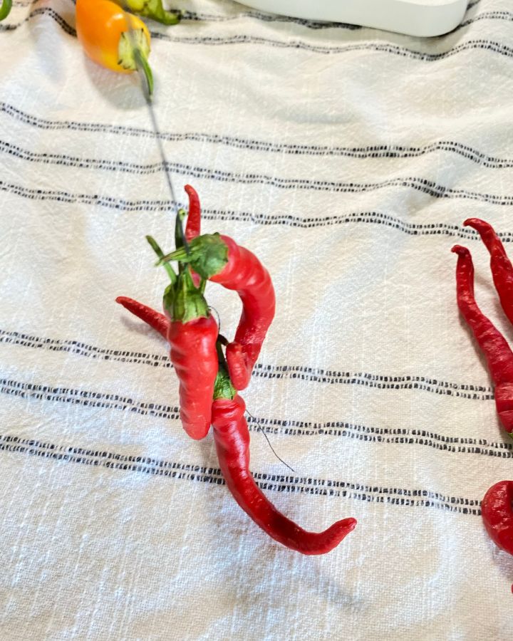 stringing peppers